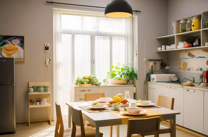 开放式厨房桌子上的美食,高清,摄影图,摄影图片,图片大全,摄影图免费下载